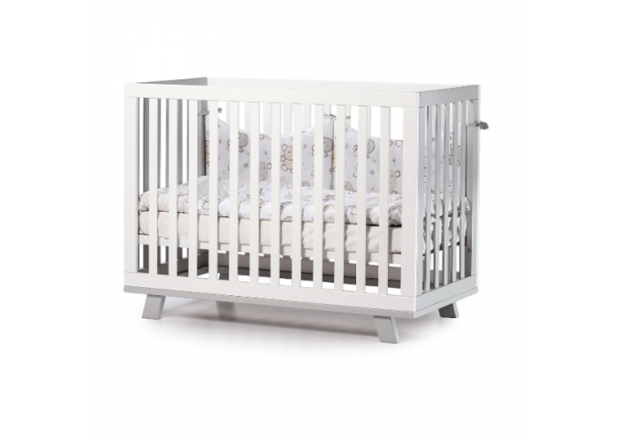 Кроватка с маятниковым механизмом Соня ЛД1 Манхэттен без колес Верес 60х120 бело-серый