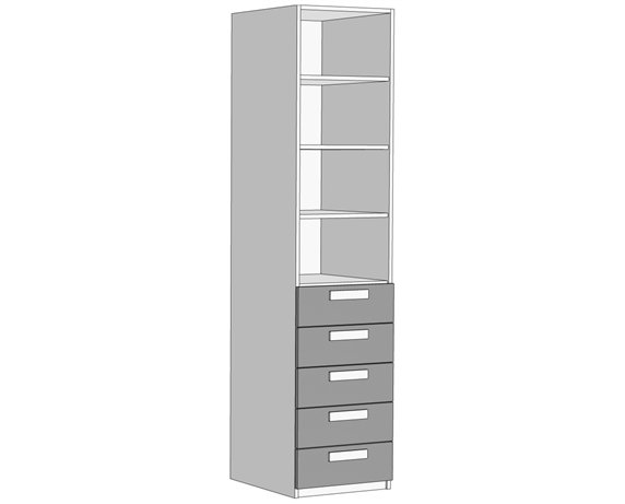 Пенал открытый 5 ящиков (схема) Fmebel стандарт