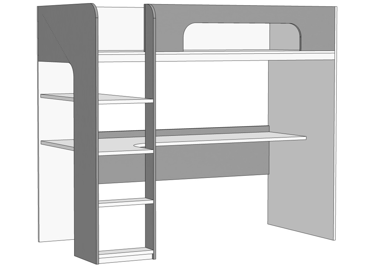 Кровать-чердак с компьютерным столом (схема) Fmebel