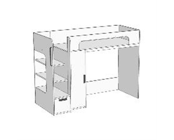 Кровать-чердак с ящиком в ступенях, компьютерный стол+пенал (схема) Fmebel стандарт