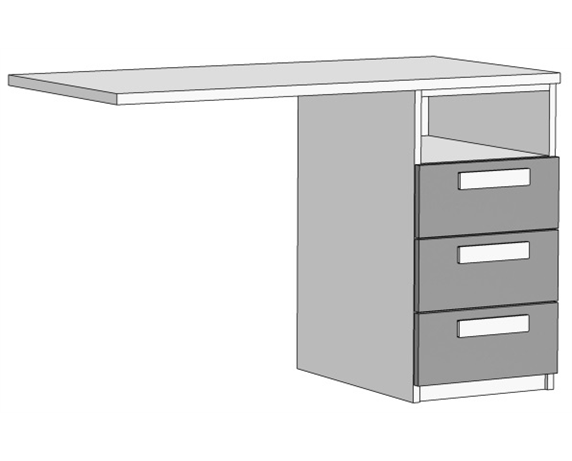 Тумба с 3 ящиками для стола (схема) Fmebel стандарт