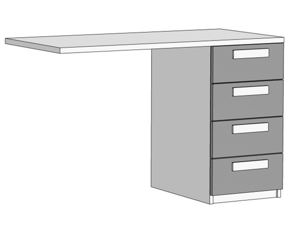 Тумба с 4 ящиками для стола (схема) Fmebel стандарт