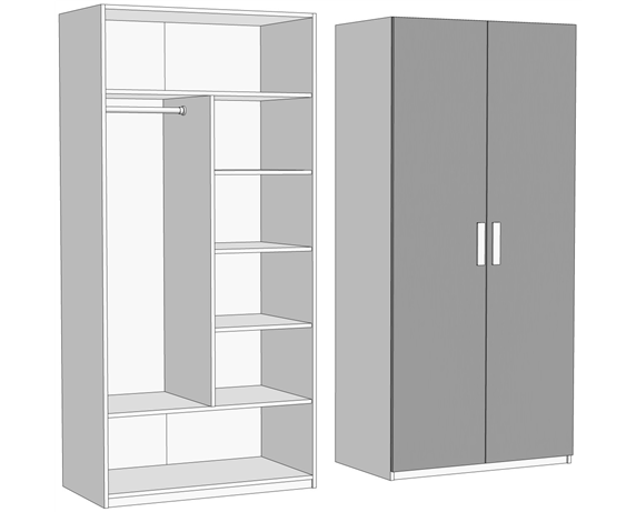 Шкаф двухдверный комбинированный (схема) Fmebel стандарт