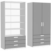 Шкаф двухдверный с полками с 3 ящиками (схема) Fmebel