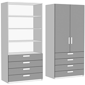 Шкаф двухдверный с полками с 4 ящиками (схема) Fmebel