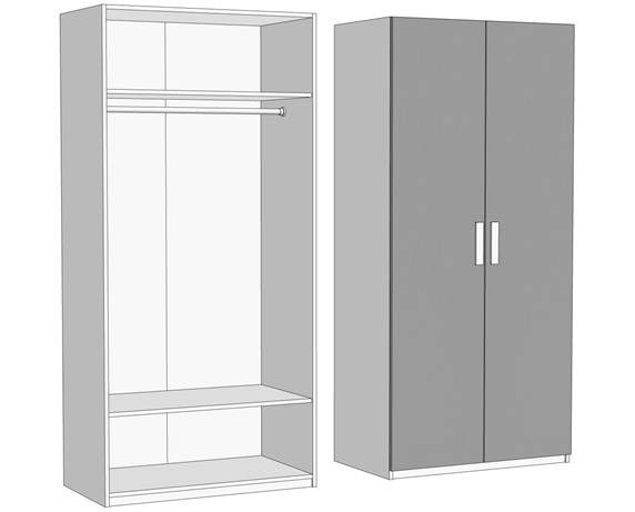 Шкаф двухдверный со штангой (схема) Fmebel стандарт