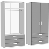 Шкаф двухдверный со штангой с 3 ящиками (схема) Fmebel
