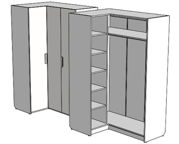 Шкаф с полками угловой (схема) Fmebel стандарт