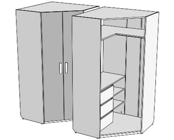 Шкаф-трапеция с 3 ящиками (схема) Fmebel стандарт Шкаф-трапеция с 3 ящиками (схема) Fmebel стандарт