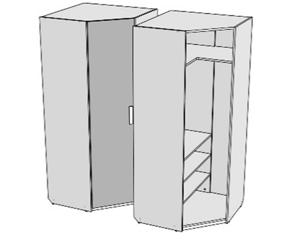 Шкаф-трапеция с полками (схема) Fmebel стандарт