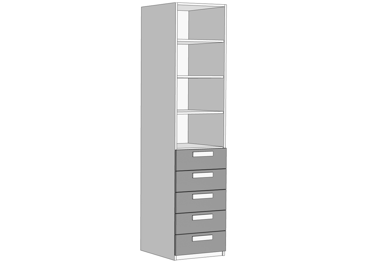 Пенал открытый 5 ящиков (схема) Fmebel элит