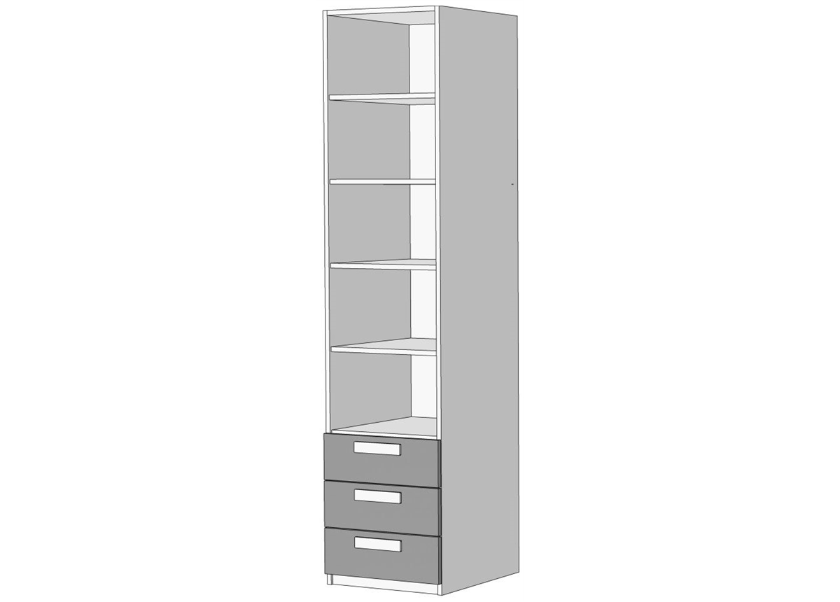 Пенал открытый 4 ящика (схема) Fmebel элит
