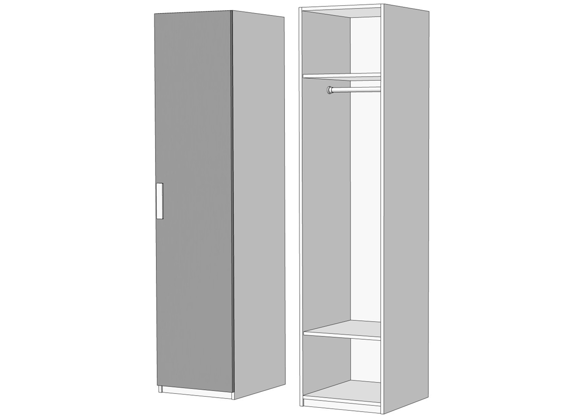 Пенал однодверный со штангой (схема) Fmebel люкс