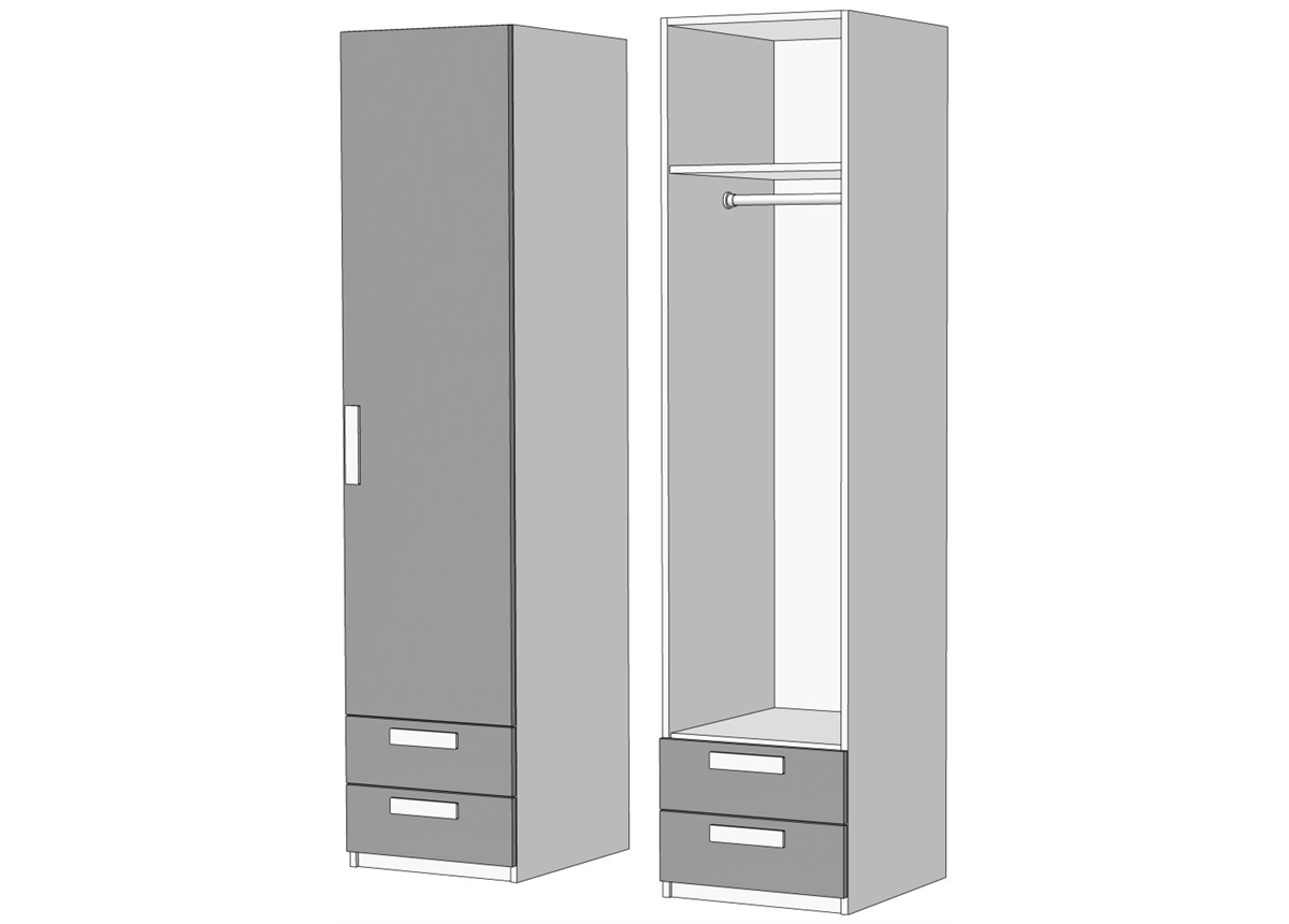 Пенал однодверный со штангой 2 ящика (схема) Fmebel элит