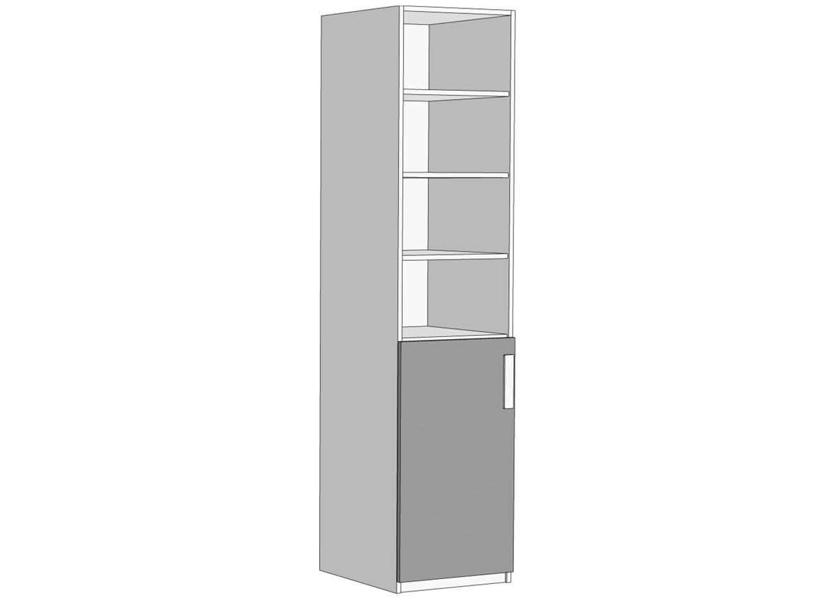 Пенал однодверный с открытыми полками (схема) Fmebel элит