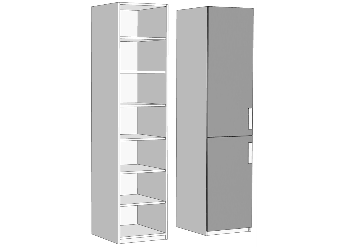Пенал двухдверный с полками (схема) Fmebel элит