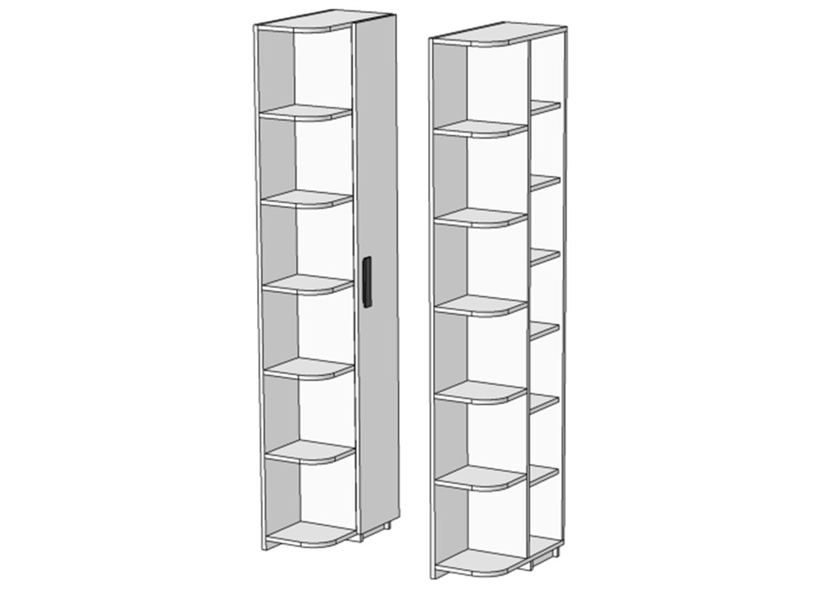 Пенал боковой с радиусными полками (схема) Fmebel люкс