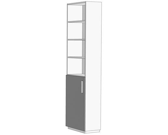 Пенал боковой однодверный с открытыми полками (схема) Fmebel элит