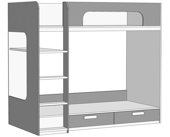 Кровать двухъярусная (схема) Fmebel люкс