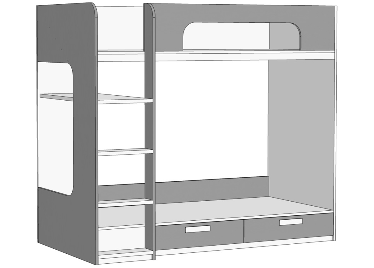 Кровать двухъярусная (схема) Fmebel люкс