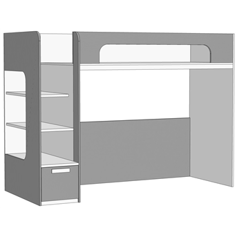 Кровать-чердак с ящиком в ступенях (схема) Fmebel элит