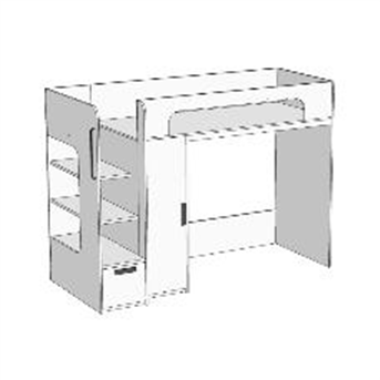 Кровать-чердак с ящиком в ступенях, компьютерный стол+пенал (схема) Fmebel элит