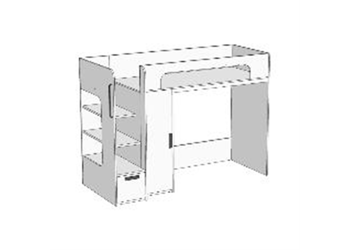 Кровать-чердак с ящиком в ступенях, компьютерный стол+пенал (схема) Fmebel