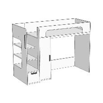 Кровать-чердак с ящиком в ступенях, компьютерный стол+пенал (схема) Fmebel люкс
