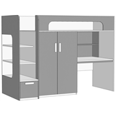 Кровать-чердак с ящиком в ступенях, компьютерный стол+шкаф (схема) Fmebel люкс