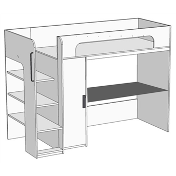 Кровать-чердак, компьютерный стол+пенал (схема) Fmebel
