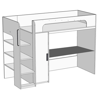 Кровать-чердак, компьютерный стол+пенал (схема) Fmebel элит