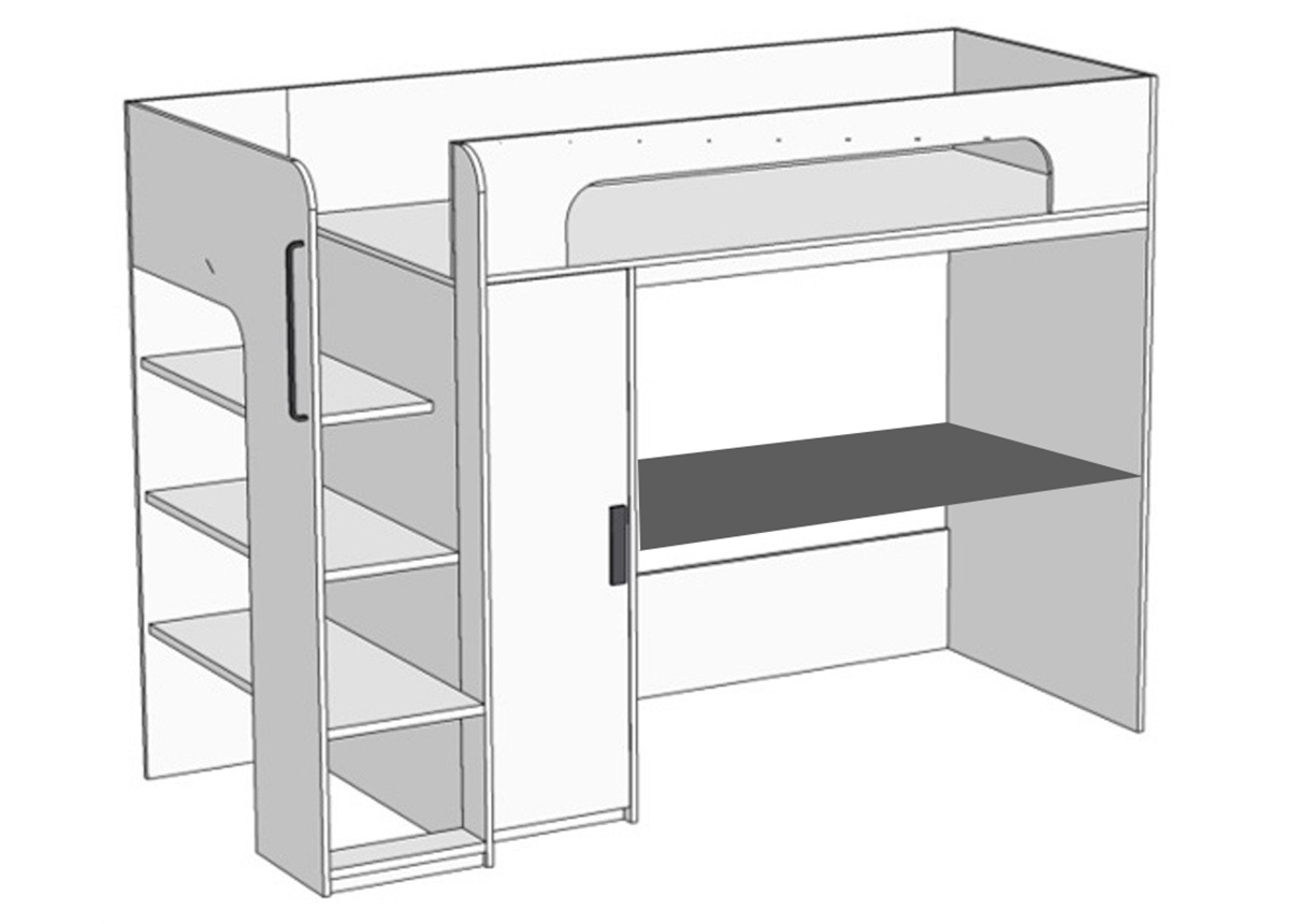 Кровать-чердак, компьютерный стол+пенал (схема) Fmebel