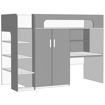 Кровать-чердак, компьютерный стол+шкаф (схема) Fmebel