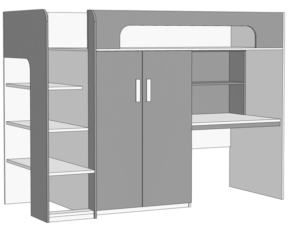 Кровать-чердак, компьютерный стол+шкаф (схема) Fmebel элит
