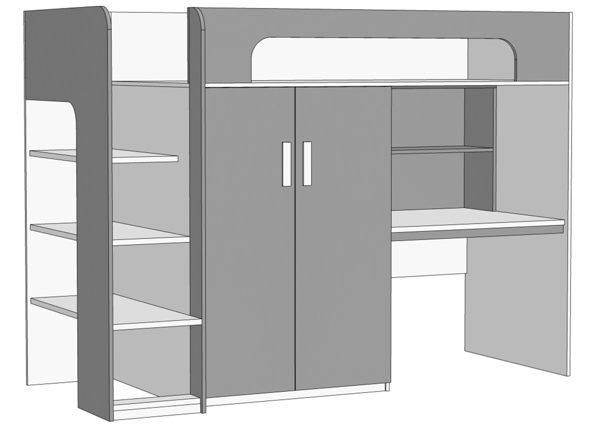 Кровать-чердак, компьютерный стол+шкаф (схема) Fmebel