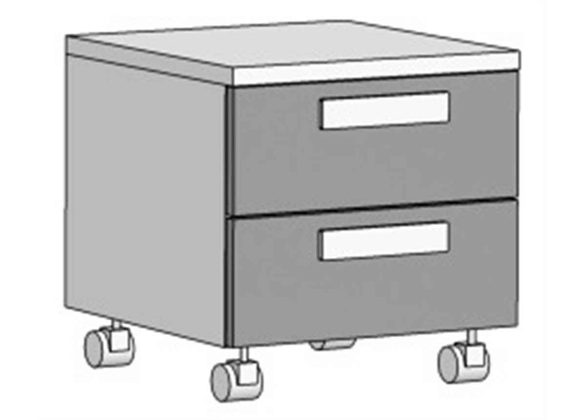 Тумба с 2 ящиками мобильная (схема) Fmebel элит
