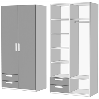 Шкаф двухдверный комбинированный с 2 ящиками 2 (схема) Fmebel элит