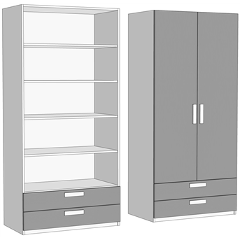Шкаф двухдверный с полками с 2 ящиками (схема) Fmebel