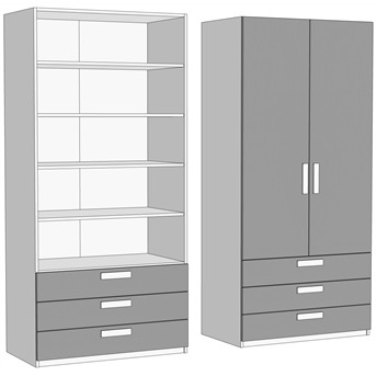 Шкаф двухдверный с полками с 3 ящиками (схема) Fmebel элит