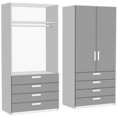 Шкаф двухдверный со штангой с 4 ящиками (схема) Fmebel элит