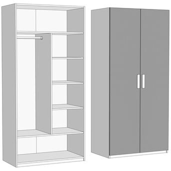 Шкаф двухдверный комбинированный (схема) Fmebel