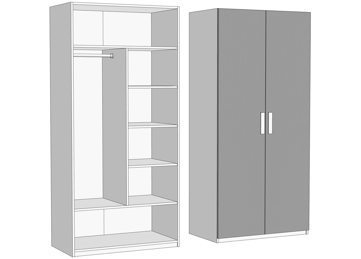 Шкаф двухдверный комбинированный (схема) Fmebel люкс