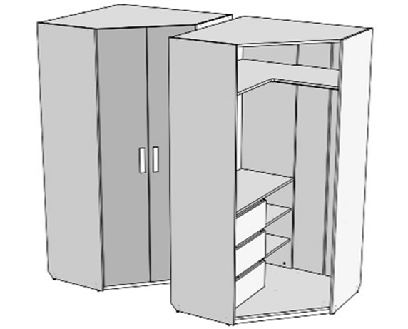Шкаф-трапеция с 3 ящиками (схема) Fmebel элит