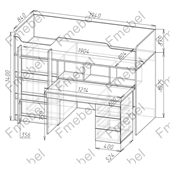 Кровать-чердак низкая Дюссельдорф Fmebel 