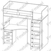Кровать-чердак со столом Окленд Fmebel 80x190