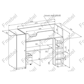 Кровать-чердак со столом Куала-Лумпур Fmebel 90x200