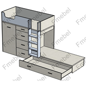 Двухъярусная кровать со шкафом Мехико Fmebel 90x200