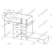 Двухъярусная кровать со шкафом Мехико Fmebel 90x200