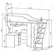 Кровать-чердак со столом Гринвилл Fmebel 80x190 