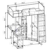 Кровать-чердак со столом Бруклин  Fmebel 90x190